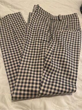 H&M Navy and White Gingham Wide-Leg Pants